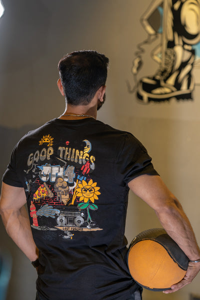 The black funky tee shirt is your ticket to effortless coolness and self-expression. It's more than just a garment; it's a statement piece that showcases your unique personality and love for all things unconventional.